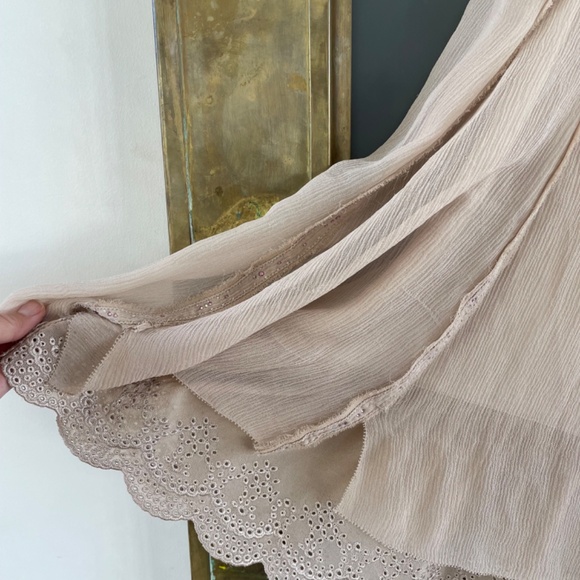 Elie Tahari Y2K Boho Lace Hem Skirt Beaded Chiffon Neiman Marcus NWT 8 - Picture 2 of 5